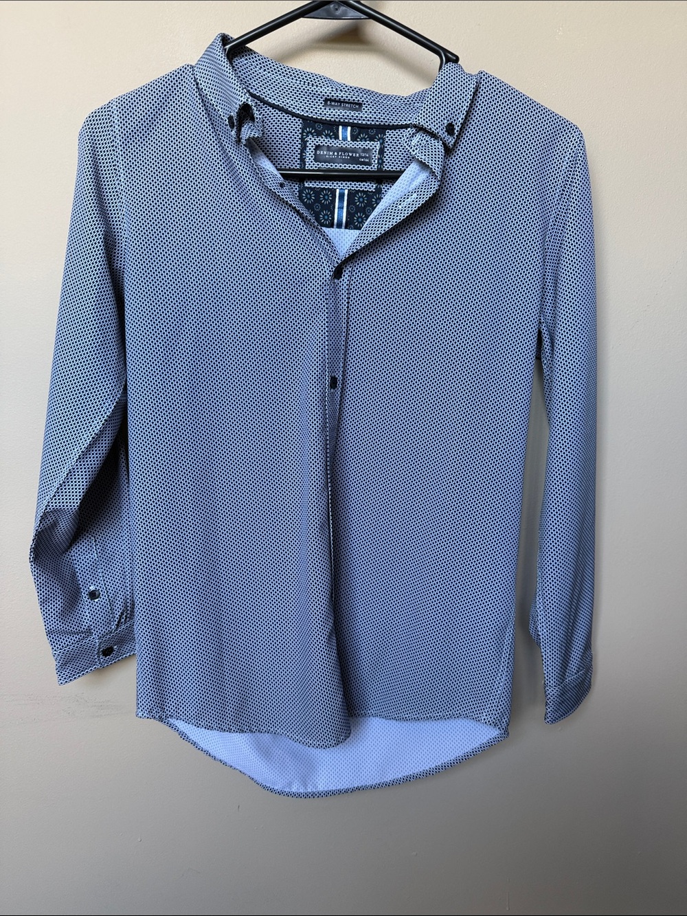 Light Blue Microdot Button-Down Shirt for Kids - Classic Long Sleeve